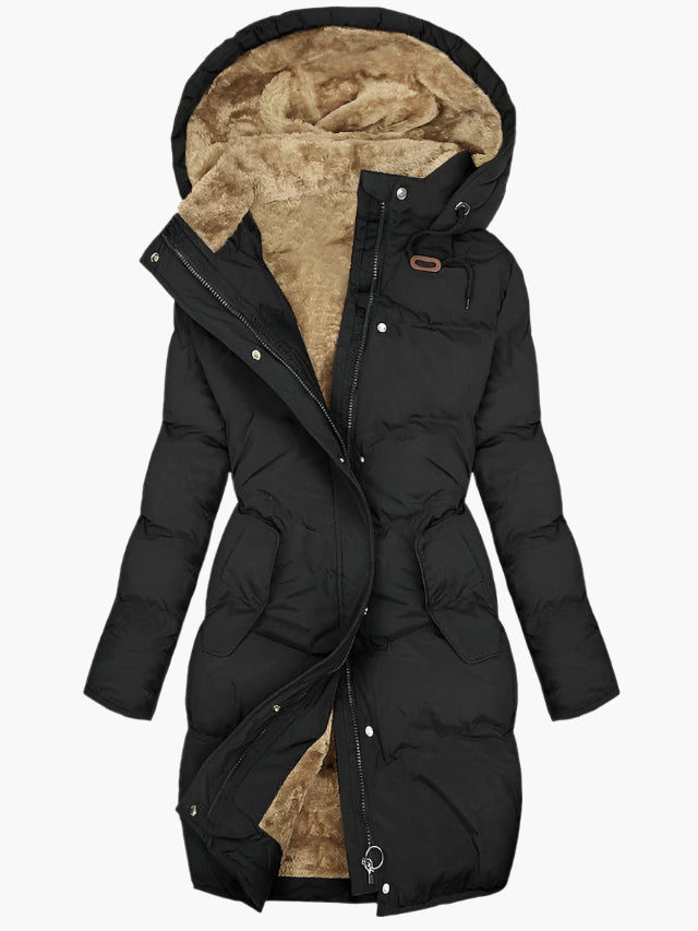 Women's Long Hooded Faux Fur Coat | Emma in Green - Juana Fashion