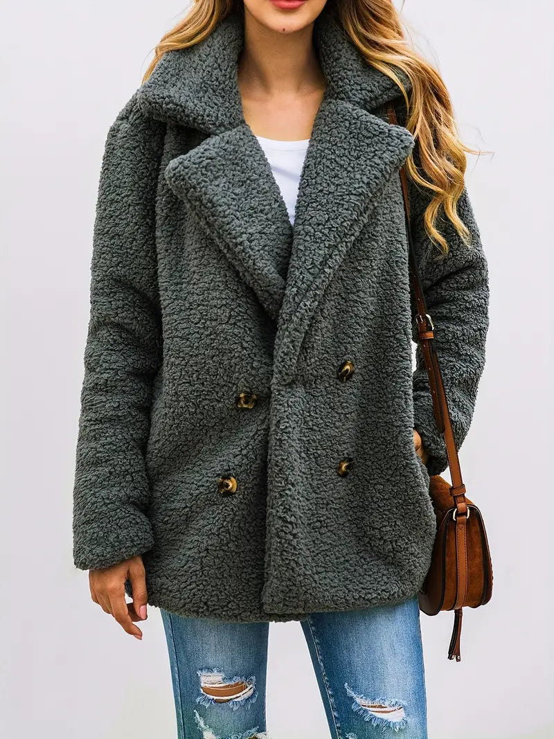 Women's Double Breasted Teddy Jacket — View 11