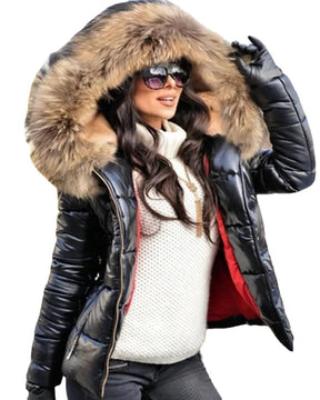 Women's Hooded Faux Fur Jacket — View 9