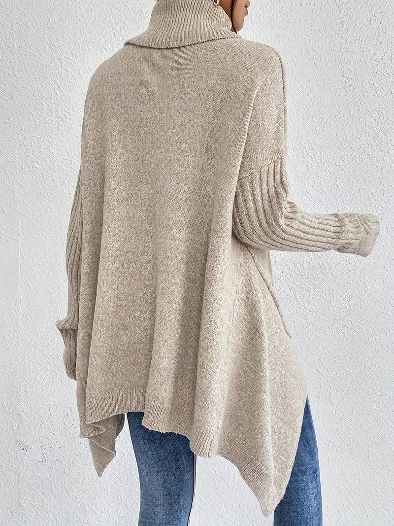 Women's Ribbed Longline Turtleneck Sweater — View 4