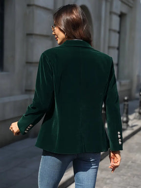 Women's Classic Single-Button Blazer | Sabina in Green - Juana Fashion