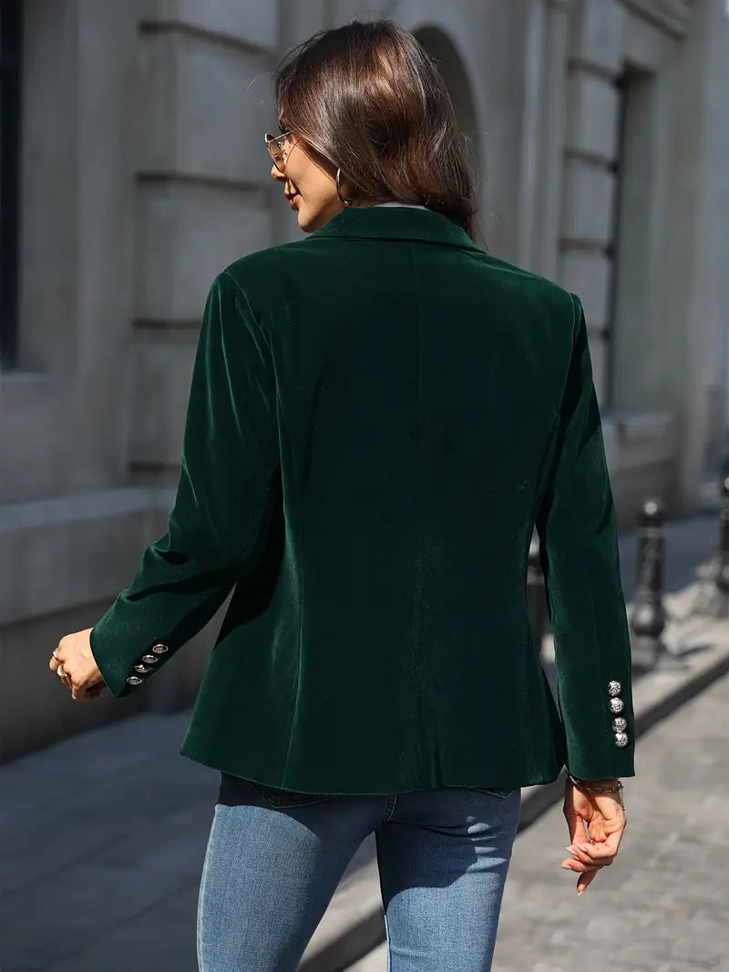 Women's Classic Single-Button Blazer | Sabina in Green - Juana Fashion