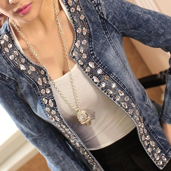 Women's Sequin Detail Zip Front Jacket — View 2