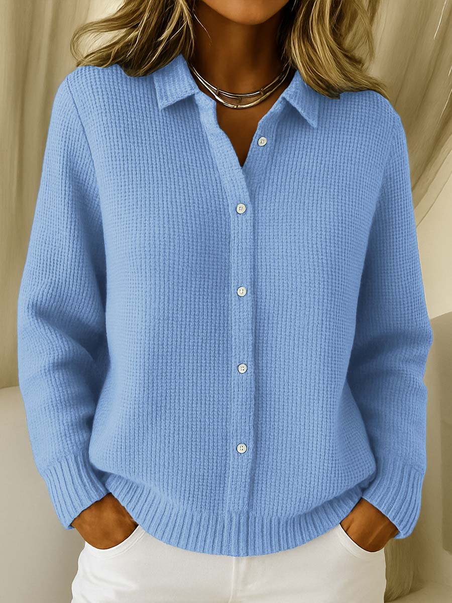 Women's Classic Button-Front Cardigan | Lisa in Blue - Juana Fashion