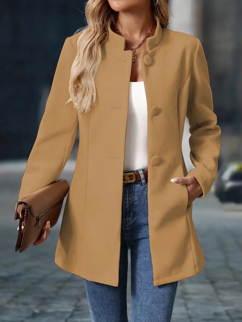 Women's Button-Front Winter Coat | Sofia in Black - Juana Fashion