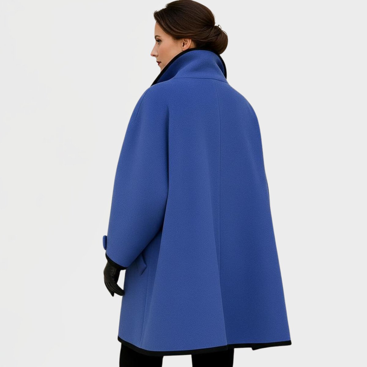 Women's Coat with Contrast Trim | Clara in Khaki - Juana Fashion