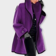 Women's Coat with Contrast Trim | Clara in Blue - Juana Fashion