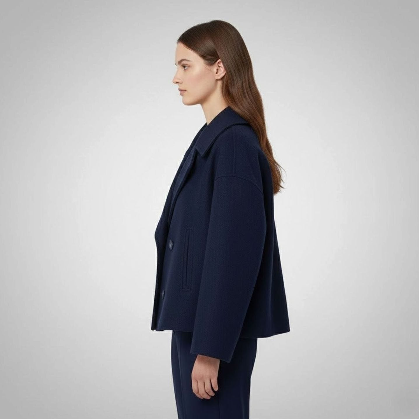 Women's Oversized Double-Breasted Coat | Lena in Navy - Juana Fashion