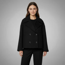 Women's Oversized Double-Breasted Coat | Lena in Beige - Juana Fashion
