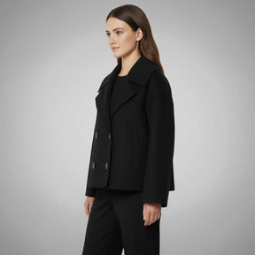 Women's Oversized Double-Breasted Coat | Lena in Black - Juana Fashion