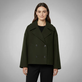 Women's Oversized Double-Breasted Coat | Lena in Beige - Juana Fashion