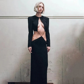 Women's Long-Sleeve Cutout Maxi Evening Dress | Eliza