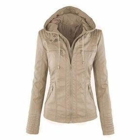 Women's Hooded Faux Leather Jacket — View 4
