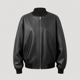 Women's Faux Leather Bomber Jacket | Elmswell in Black - Juana Fashion
