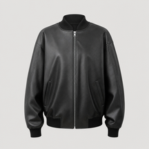 Women's Faux Leather Bomber Jacket | Elmswell in Black - Juana Fashion