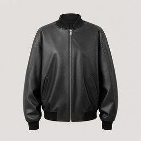 Women's Faux Leather Bomber Jacket | Elmswell in Black - Juana Fashion
