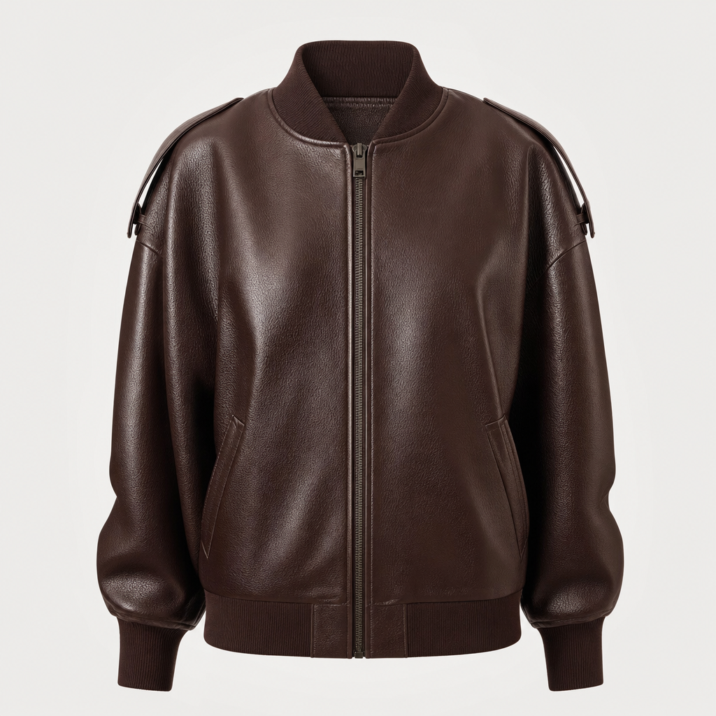 Women's Faux Leather Bomber Jacket | Elmswell in Black - Juana Fashion