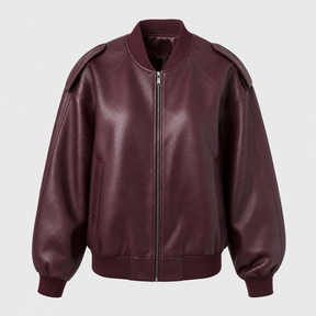 Women's Faux Leather Bomber Jacket | Elmswell in Brown - Juana Fashion
