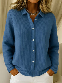 Women's Classic Button-Front Cardigan | Lisa in Blue - Juana Fashion