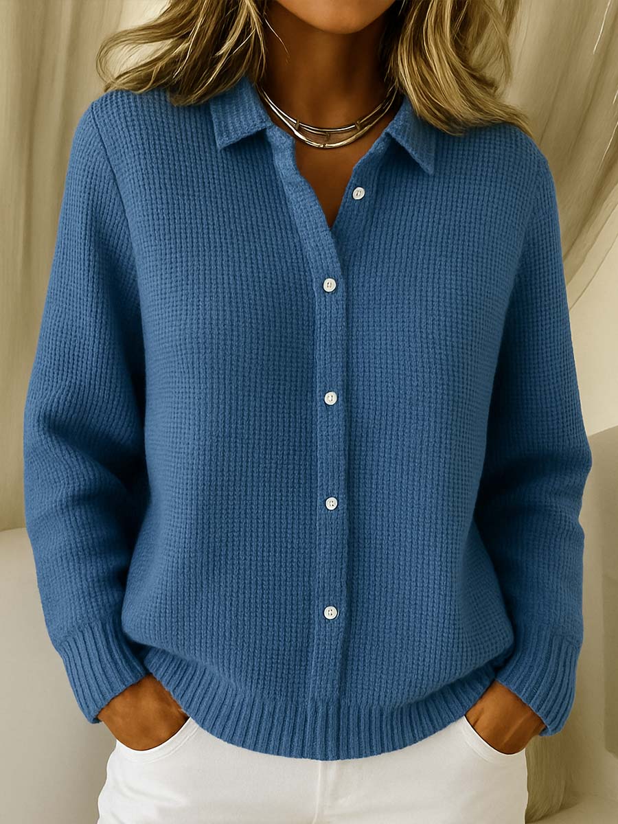 Women's Classic Button-Front Cardigan | Lisa in Blue - Juana Fashion