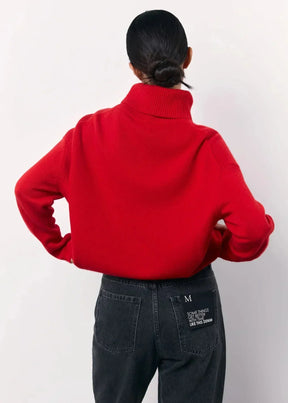 Women's Oversized Fine Knit Turtleneck Sweater — View 5
