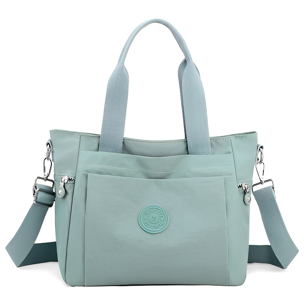 Women's Seven Compartment Shoulder Tote Bag in Light Blue by Juana Fashion