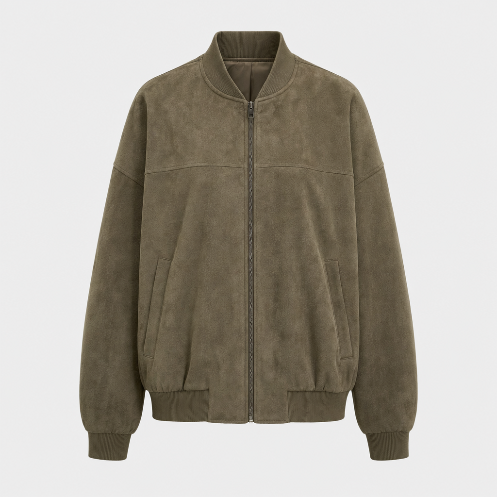 Women's Insulated Faux Suede Bomber Jacket | Fairholme in Khaki - Juana Fashion