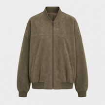 Women's Insulated Faux Suede Bomber Jacket | Fairholme in Khaki - Juana Fashion