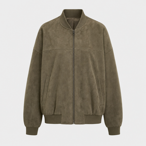 Women's Insulated Faux Suede Bomber Jacket | Fairholme in Khaki - Juana Fashion