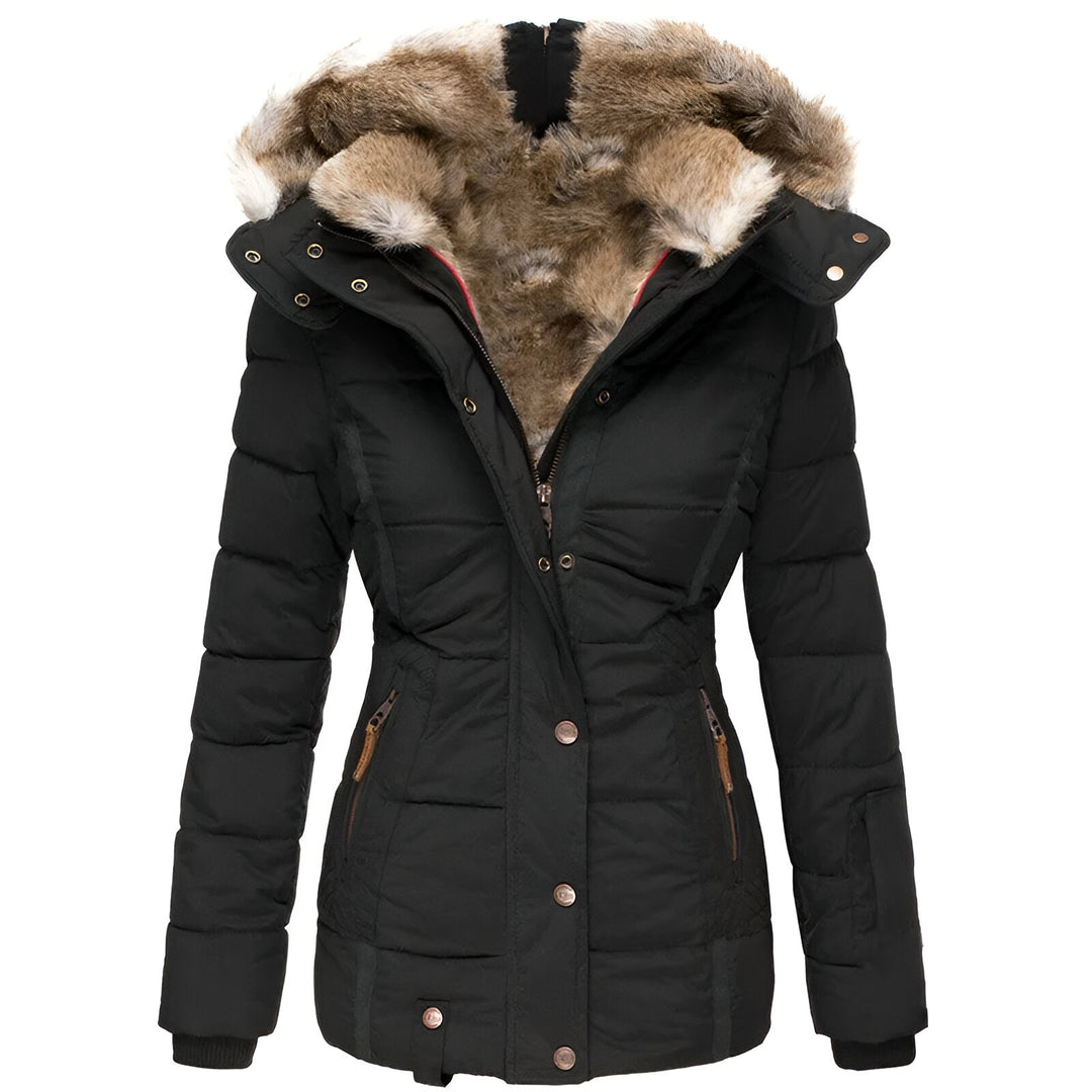 Women's Fitted Hooded Winter Jacket | Bettina in Black - Juana Fashion