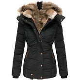 Women's Fitted Hooded Winter Jacket | Bettina in Black - Juana Fashion