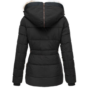 Women's Fitted Hooded Winter Jacket | Bettina in Black - Juana Fashion