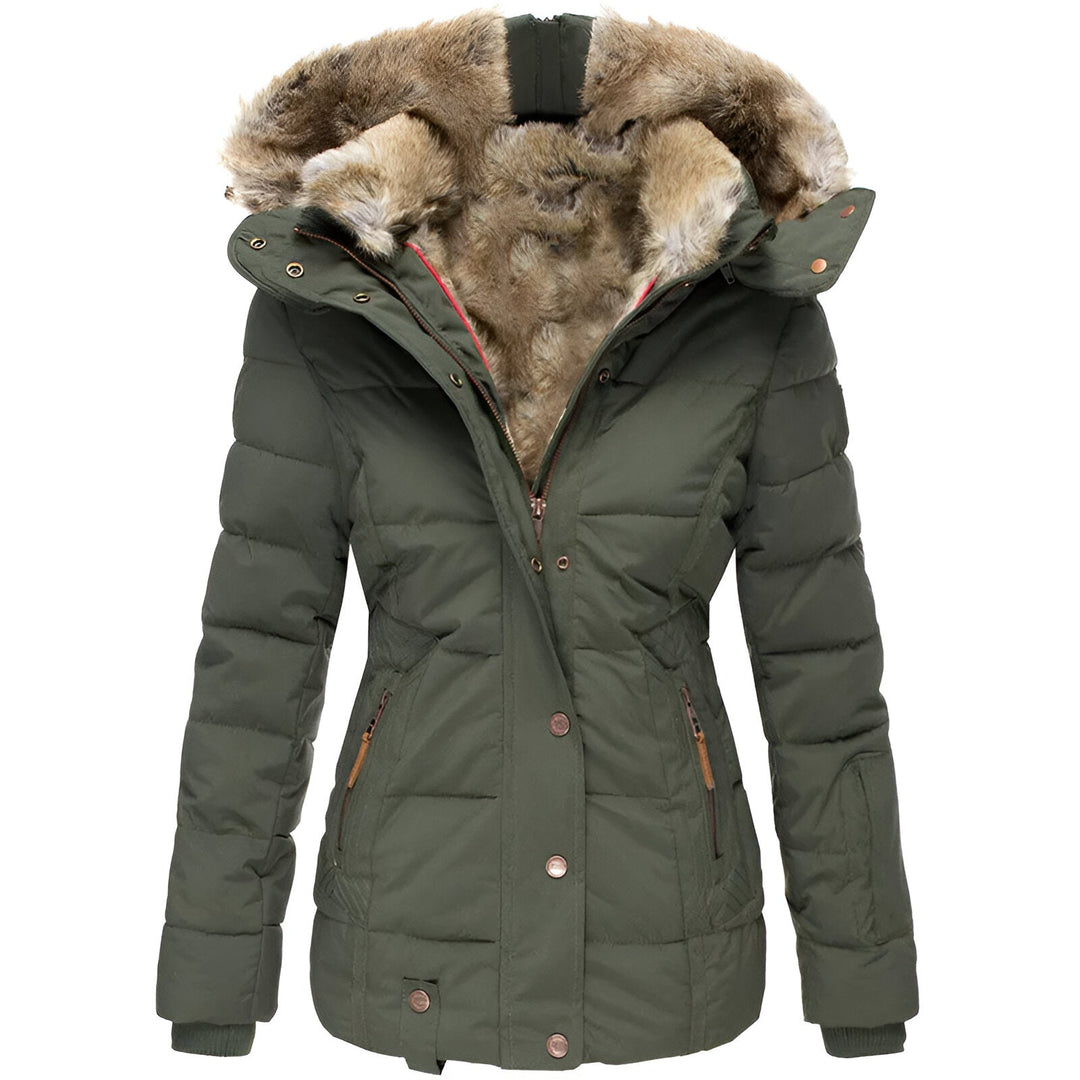 Women's Fitted Hooded Winter Jacket | Bettina in Black - Juana Fashion