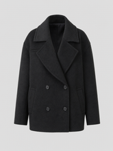 Women's Double-Breasted Peacoat Jacket | Frampton in Black - Juana Fashion