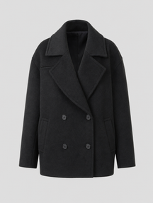 Women's Double-Breasted Peacoat Jacket | Frampton in Black - Juana Fashion