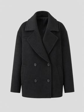 Women's Double-Breasted Peacoat Jacket | Frampton in Black - Juana Fashion