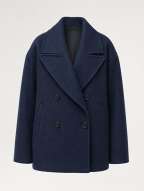 Women's Double-Breasted Peacoat Jacket | Frampton in Black - Juana Fashion