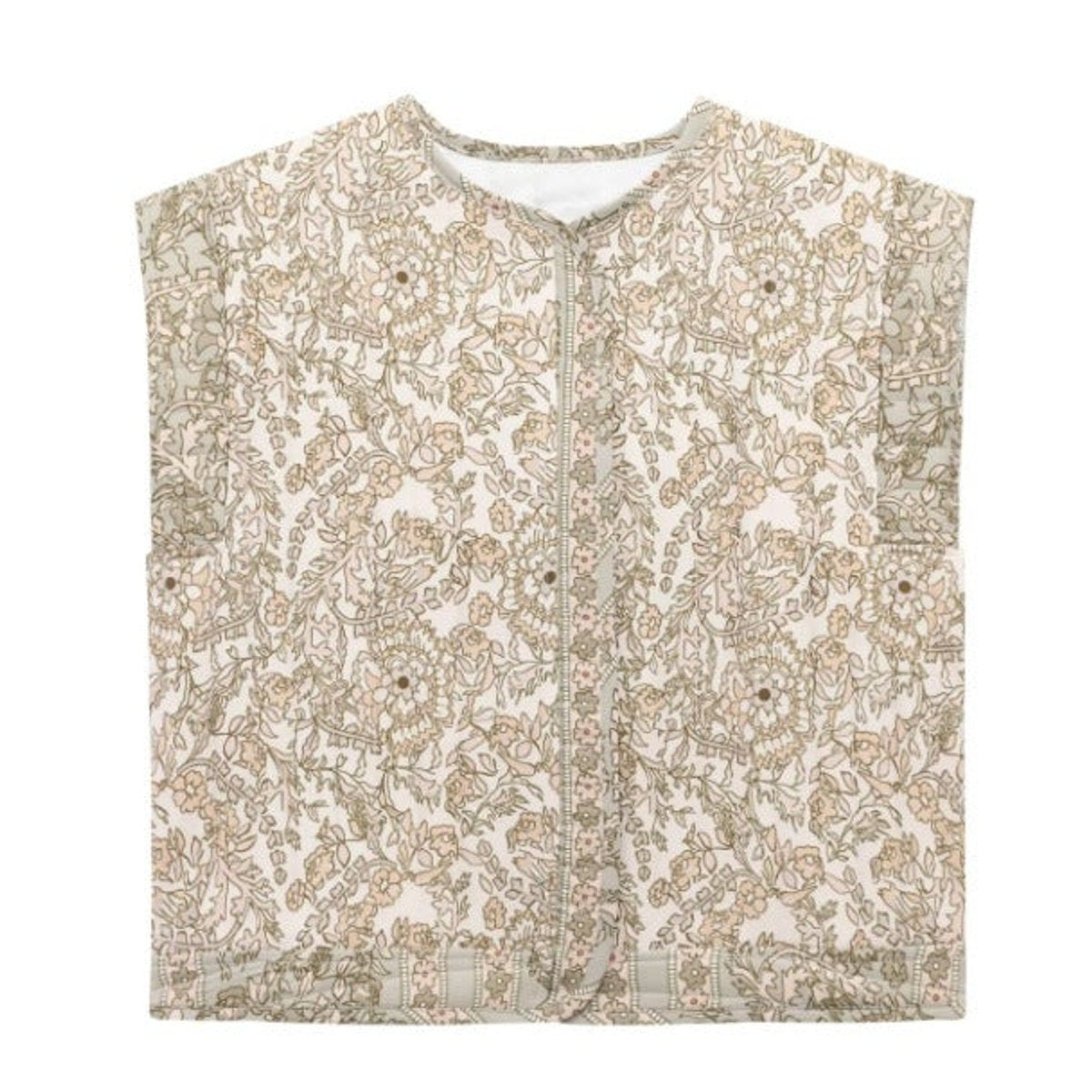 Women's Floral Quilted Vest with Pockets | Frieda in Khaki - Juana Fashion