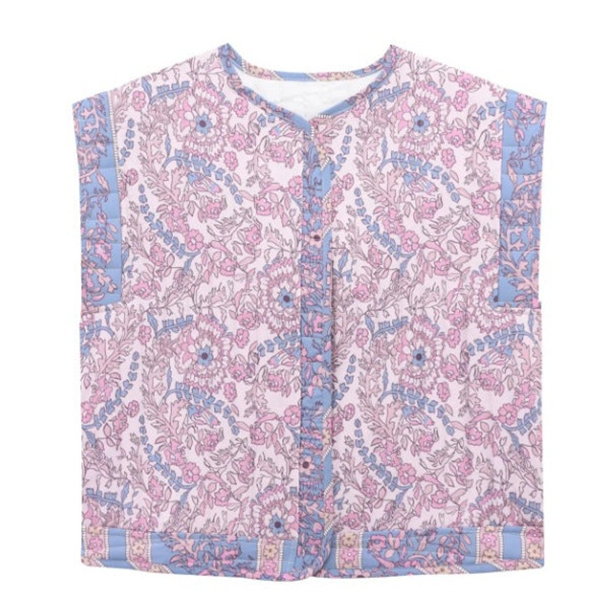 Women's Floral Quilted Vest with Pockets | Frieda in Khaki - Juana Fashion