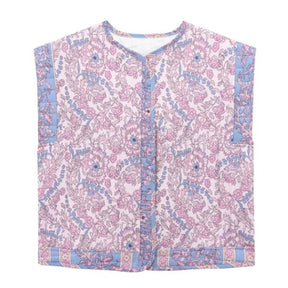 Women's Floral Quilted Vest with Pockets | Frieda in Khaki - Juana Fashion