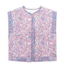 Women's Floral Quilted Vest with Pockets | Frieda in Purple - Juana Fashion