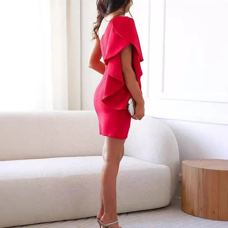 Women's One-Shoulder Ruffle Mini Party Dress | Grace