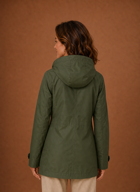 Women's Hooded Trench Coat for Fall and Winter | Francesca in Green - Juana Fashion