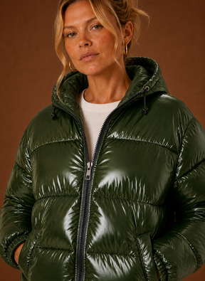 Women's Oversized Quilted Winter Jacket | Silvia in Green - Juana Fashion