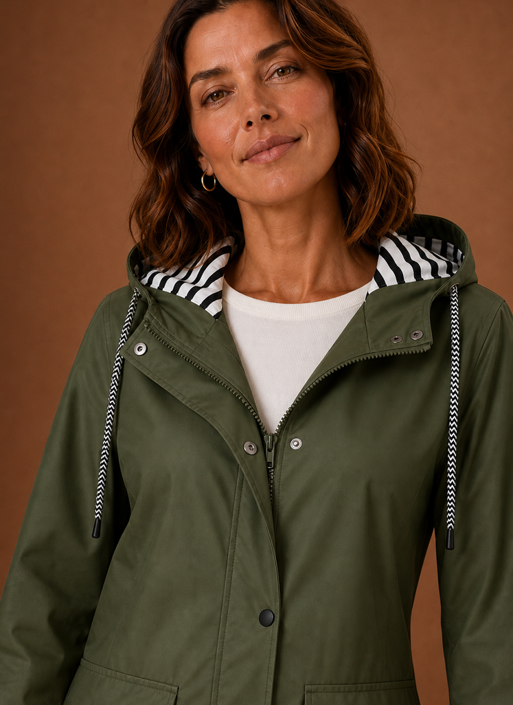 Women's Hooded Trench Coat for Fall and Winter | Francesca in Navy - Juana Fashion