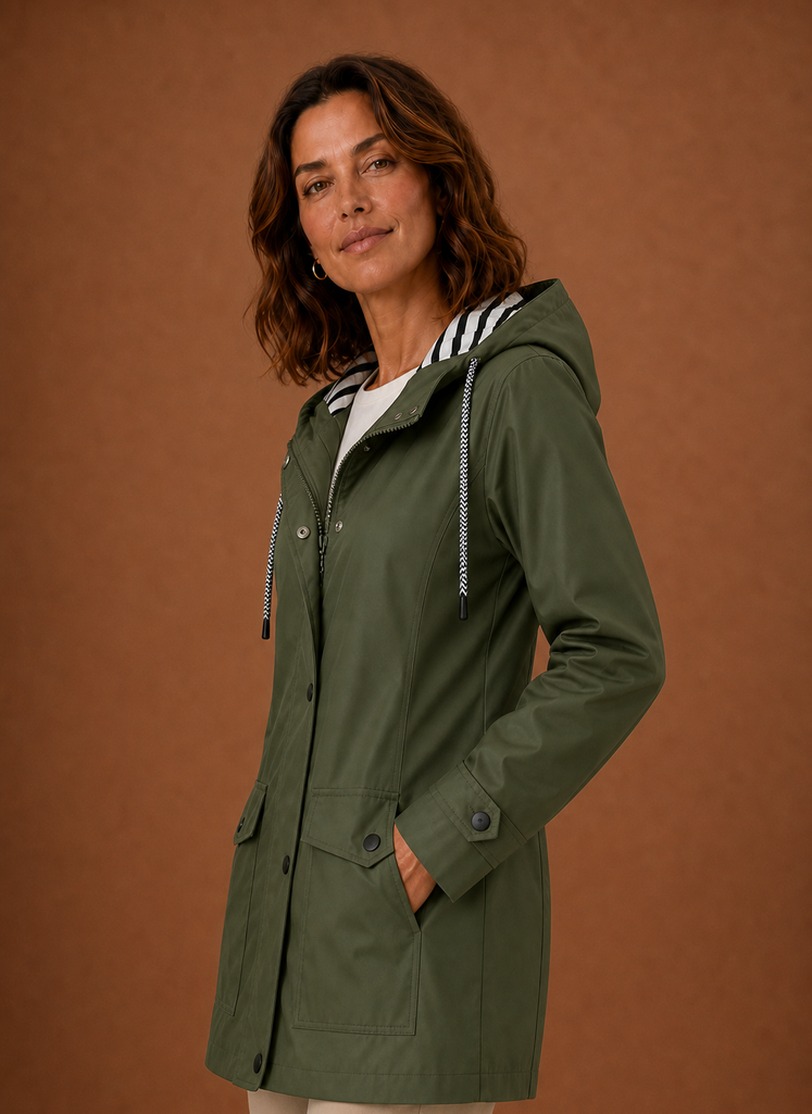 Women's Hooded Trench Coat for Fall and Winter | Francesca in Navy - Juana Fashion