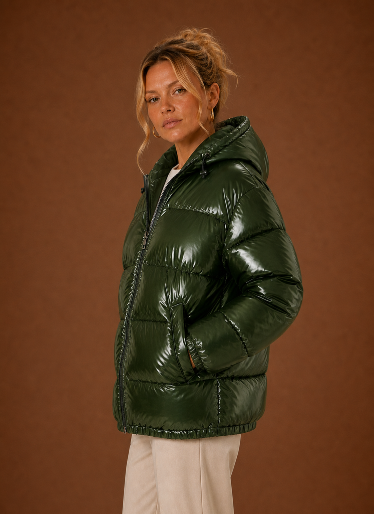 Women's Oversized Quilted Winter Jacket | Silvia in Green - Juana Fashion