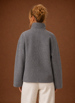 Women's High-Collar Jacket | Alessia in Gray - Juana Fashion