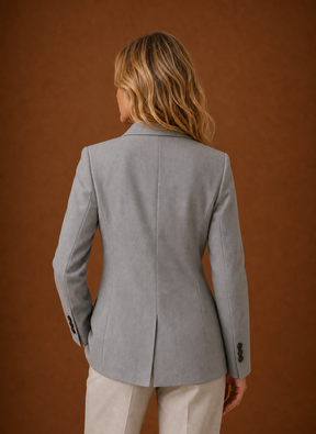 Women's Long Tailored Office Blazer | Daniela in Gray - Juana Fashion
