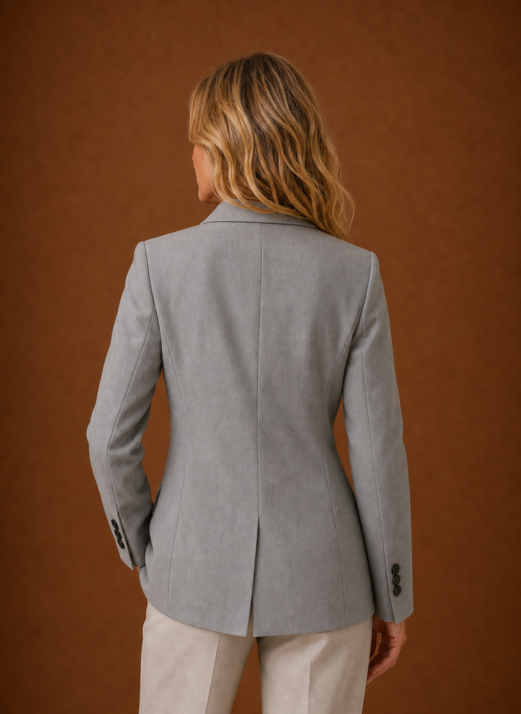 Women's Long Tailored Office Blazer | Daniela in Gray - Juana Fashion